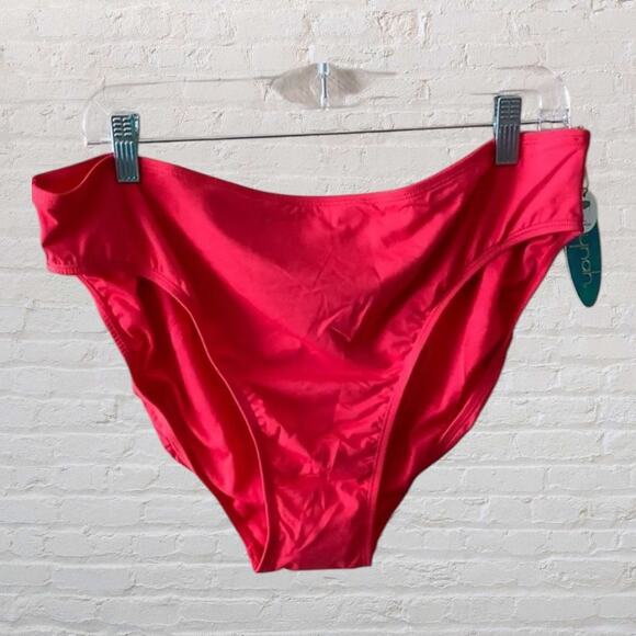Mynah Plus Red Pink Full Coverage Classic Swimwear Bikini Bottom 16W NWT - Picture 1 of 7
